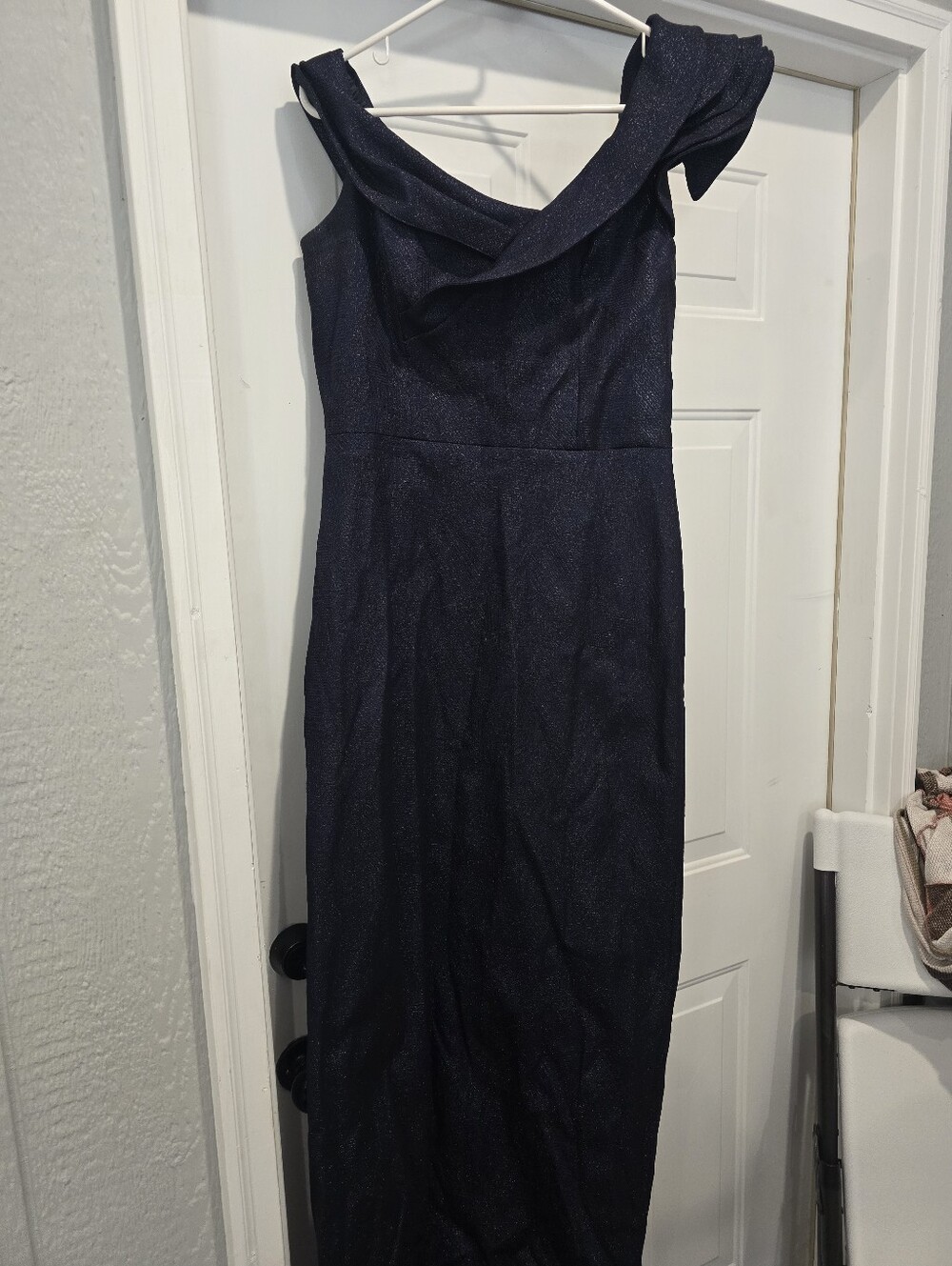 Rickie Freman Teri Jon Navy Shimmer Dress Mother Of Bride/Groom Size 12